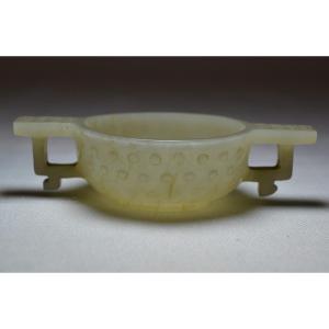 Coupe Rituelle En Jade Blanc Celadon.chine Periode Qing 18°siècle.