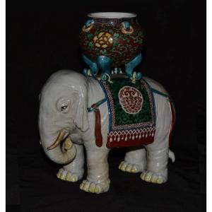 Elephant-shaped Perfume Burner. Japan 19° Kutani Kilns.