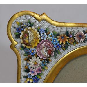 Cadre en bois doré.Micro Mosaique de verre.Venise 19°siècle. 