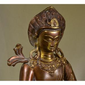 Bouddha Amitayu en bronze doré style de Zanabazar. Mongolie 1900. 