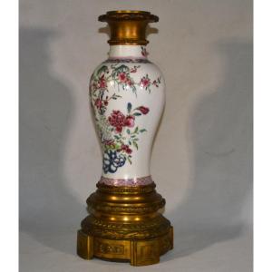Chinese Porcelain Vase With Gilded Bronze Mountings. Yongzheng Reign, 18th Century.