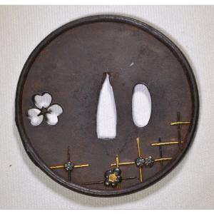 Iron Tsuba With Openwork (sukashi) And Inlaid Decoration. Edo Period, Japan. Anonymous. 