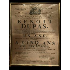Court Notice – Royal Court Of Douai, 1818. France, Restoration Period.