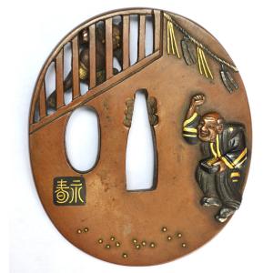 Tsuba. Oni And Beans By Jôi. Edo Period, Japan. 