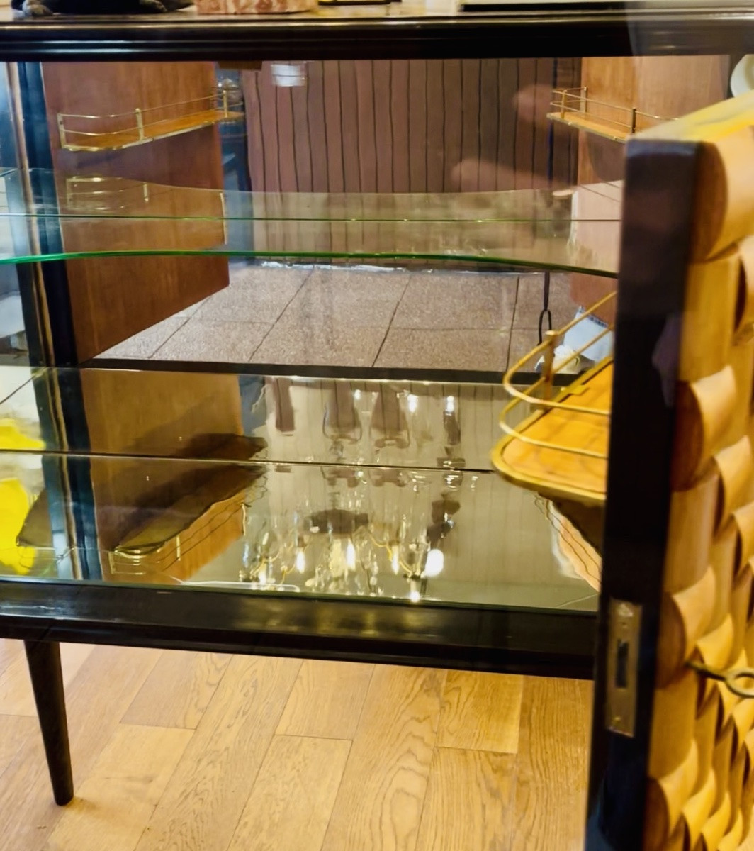 Italian Bar From The 1950s In Carved Wood And Mirror, Designed By Paolo Buffa-photo-3