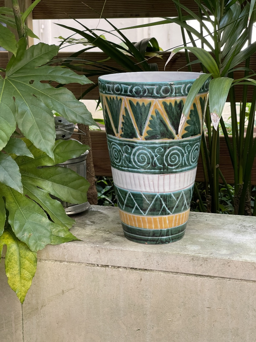 Vase évasé en céramique de Vallauris par Michel Alexandrov dit Alix -villa kerylos -photo-4