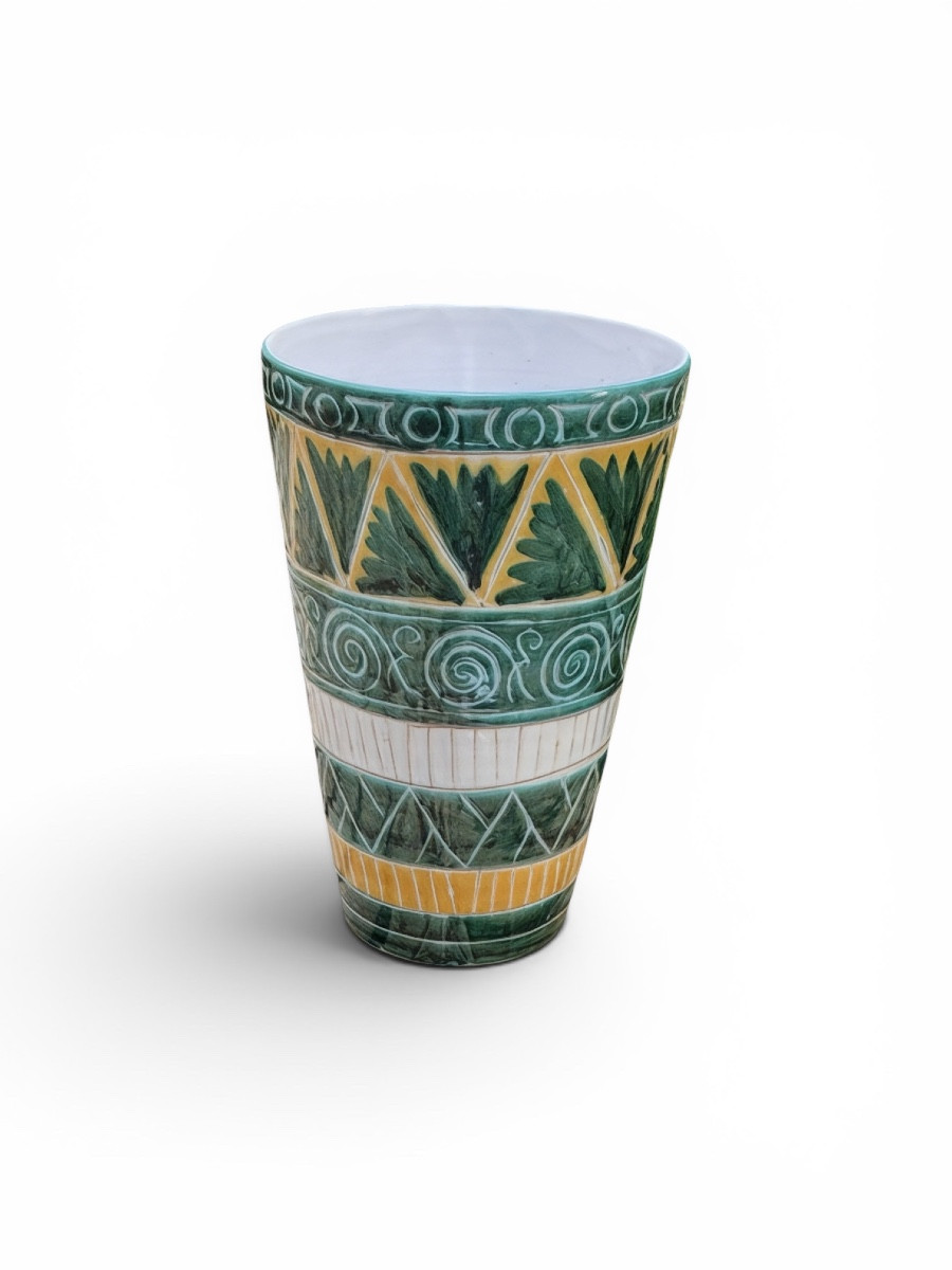 Vase évasé en céramique de Vallauris par Michel Alexandrov dit Alix -villa kerylos 