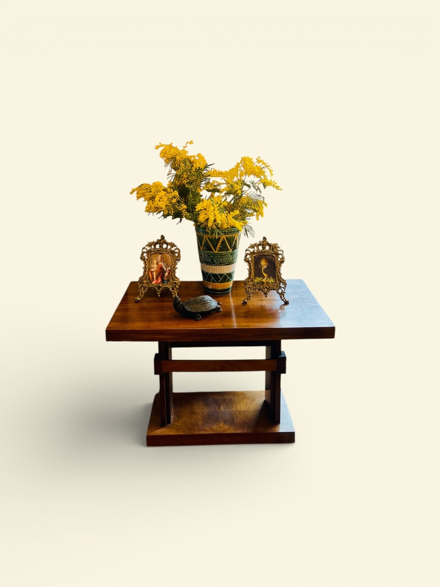 Table d’appoint en chêne dans le goût du style Taliesin de Frank Lloyd Wright, XXe siècle-photo-4
