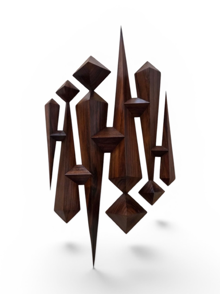 Sculpture murale moderniste en jacaranda signée J. Tenreiro, Brésil, XXe siècle