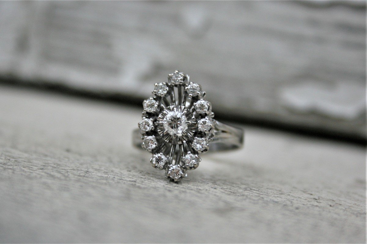 Bague Marquise En Or Et Diamants Bague Vintage-photo-4