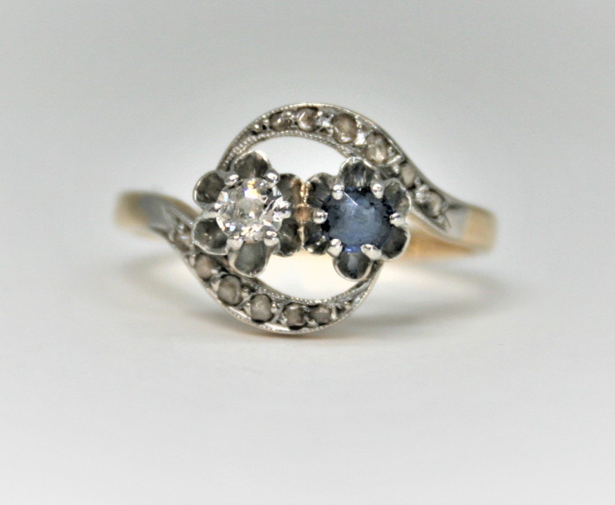 Antique Sapphire And Diamond Ring You And Me Vintage Ring