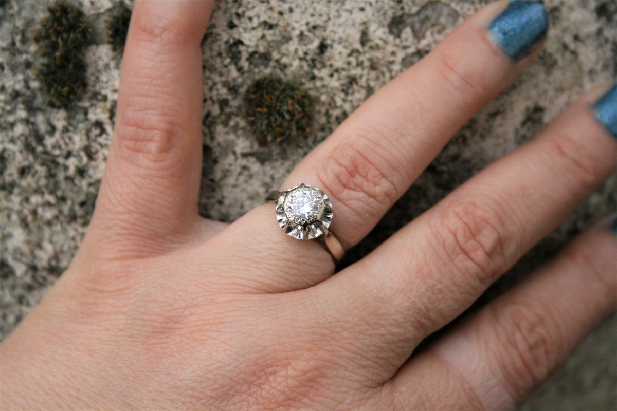 Vintage Engagement Ring  Vintage Solitaire Diamond-photo-2