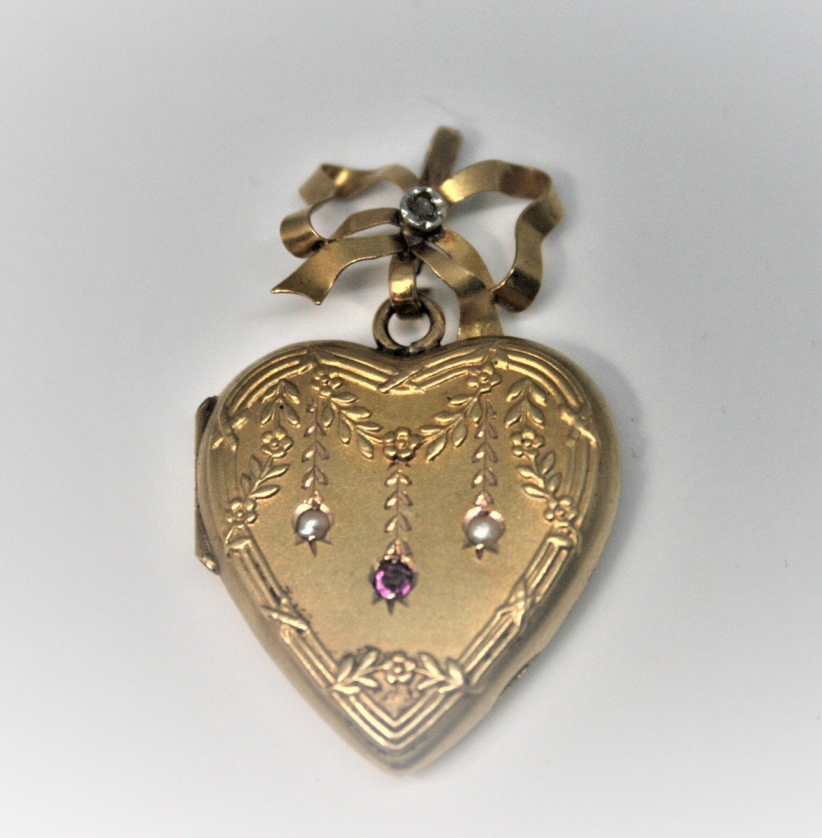 Pendentif Porte Photo Ancien Plaqué Or Double Face Bijou Début XXe
