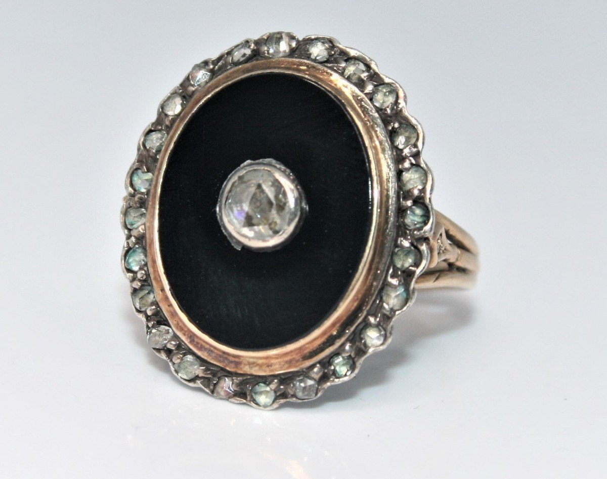 Antique Onyx And Diamond Ring