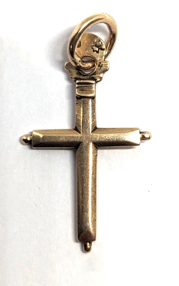 Croix Ancienne émaillée En Or 18 Carats - Bijou Vintage Religieux, Occasion