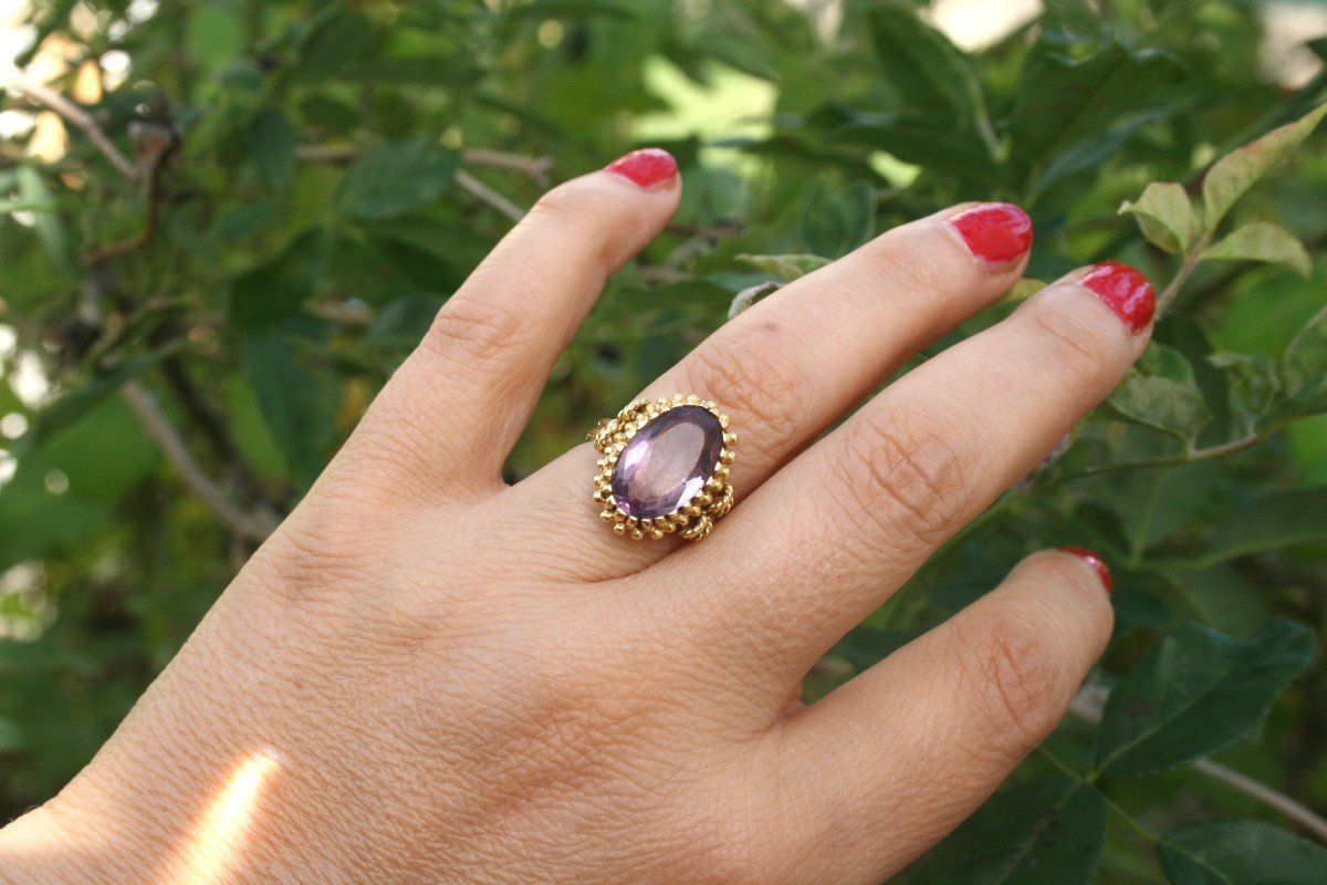 Bague Vintage En Or Laminé 14k Et Améthyste - Taille UK 7.75 (années 1990), Excellente état