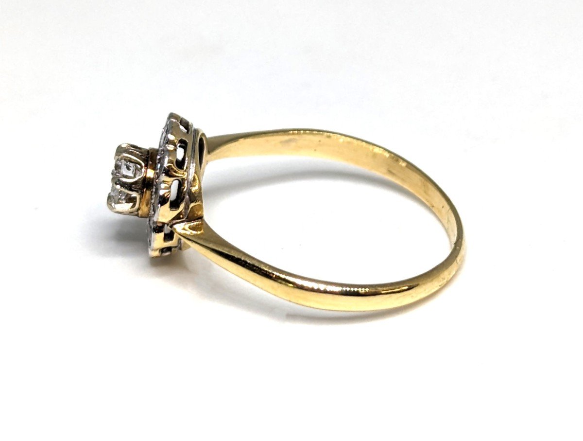 Art Deco Gold And Diamond Ring Antique Marguerite Ring-photo-2