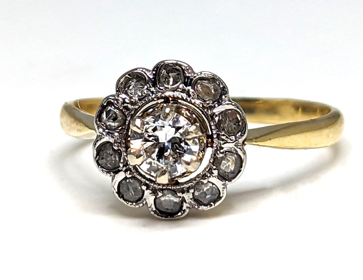 Art Deco Gold And Diamond Ring Antique Marguerite Ring