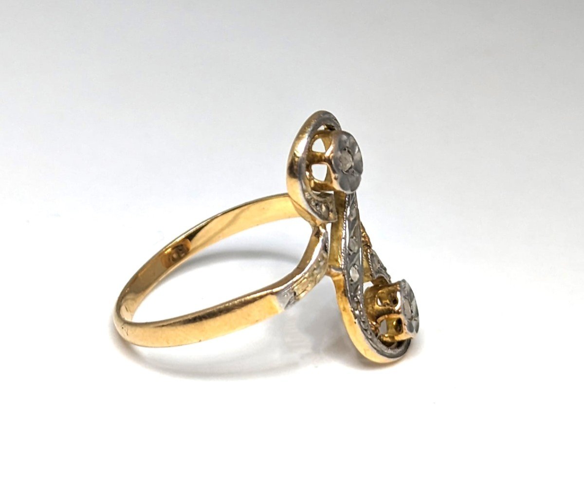 Vintage  Gold And Diamonds Ring  - Antique You And Me Ring-photo-2