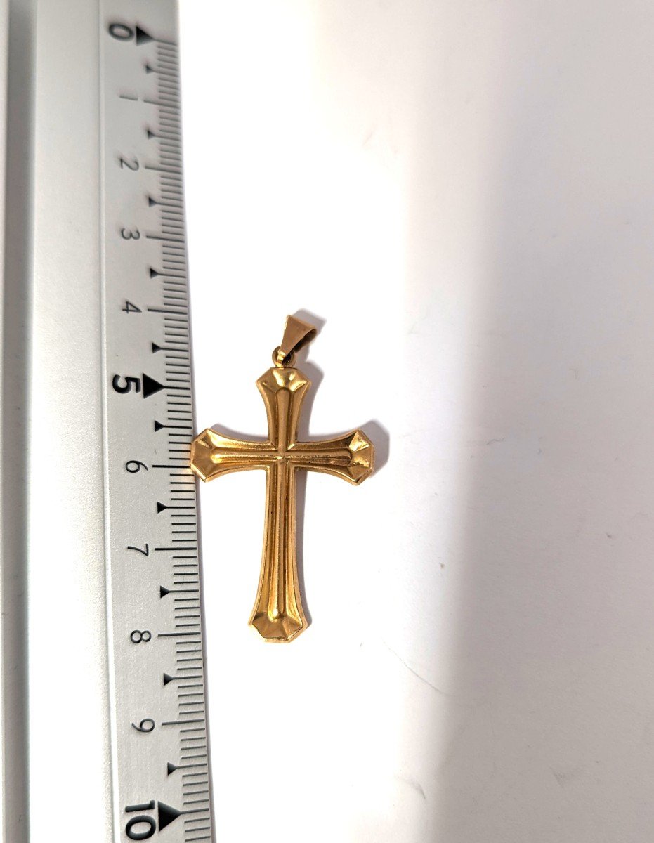 Vintage 18k  Gold Cross Pendant-photo-3
