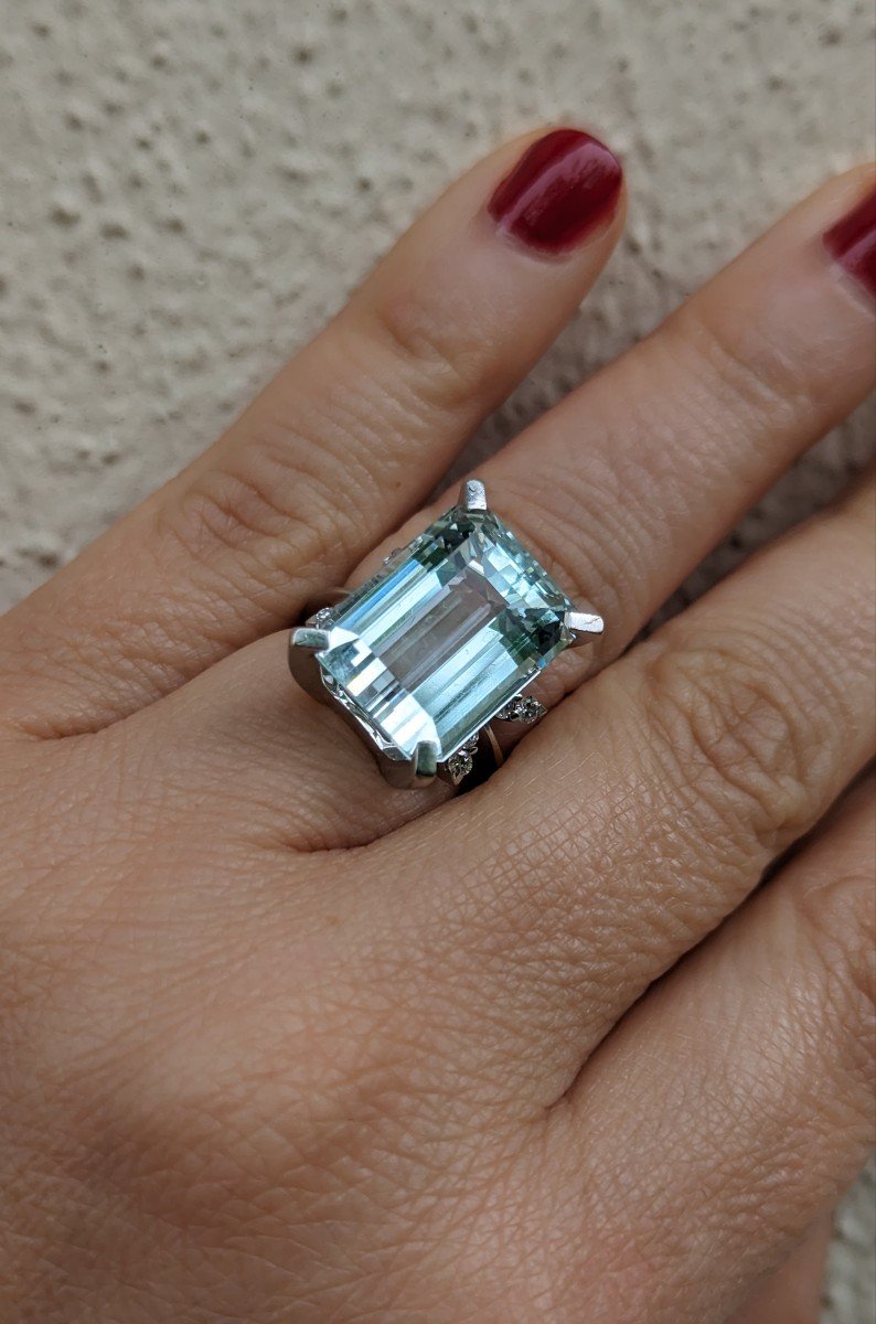 Aquamarine And Diamond Cocktail Ring-photo-4