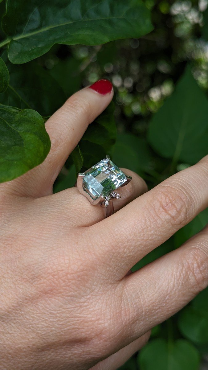 Aquamarine And Diamond Cocktail Ring-photo-5