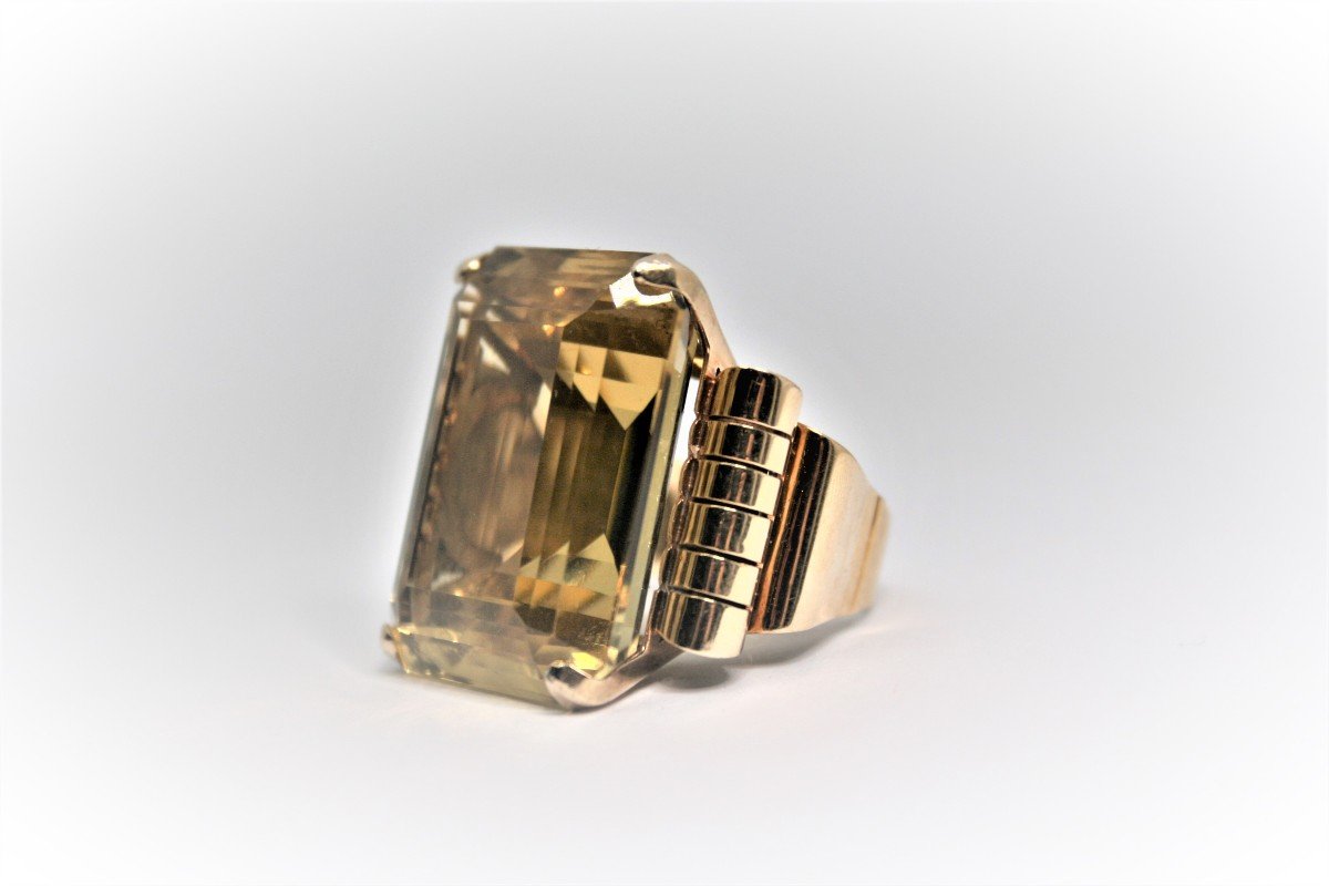 Vintage Gold And Citrine Cocktail Ring-photo-2
