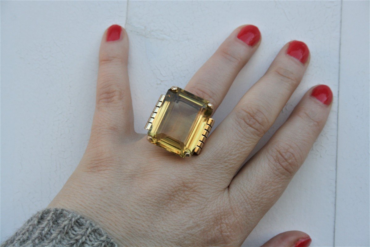 Vintage Gold And Citrine Cocktail Ring-photo-1