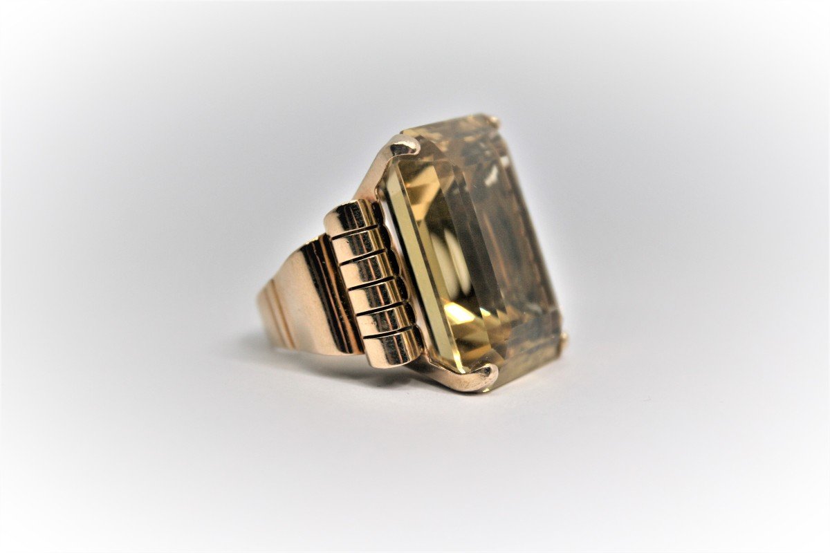Vintage Gold And Citrine Cocktail Ring-photo-3