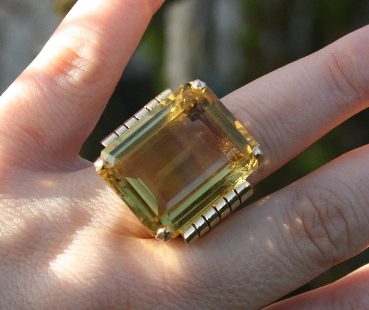 Vintage Gold And Citrine Cocktail Ring