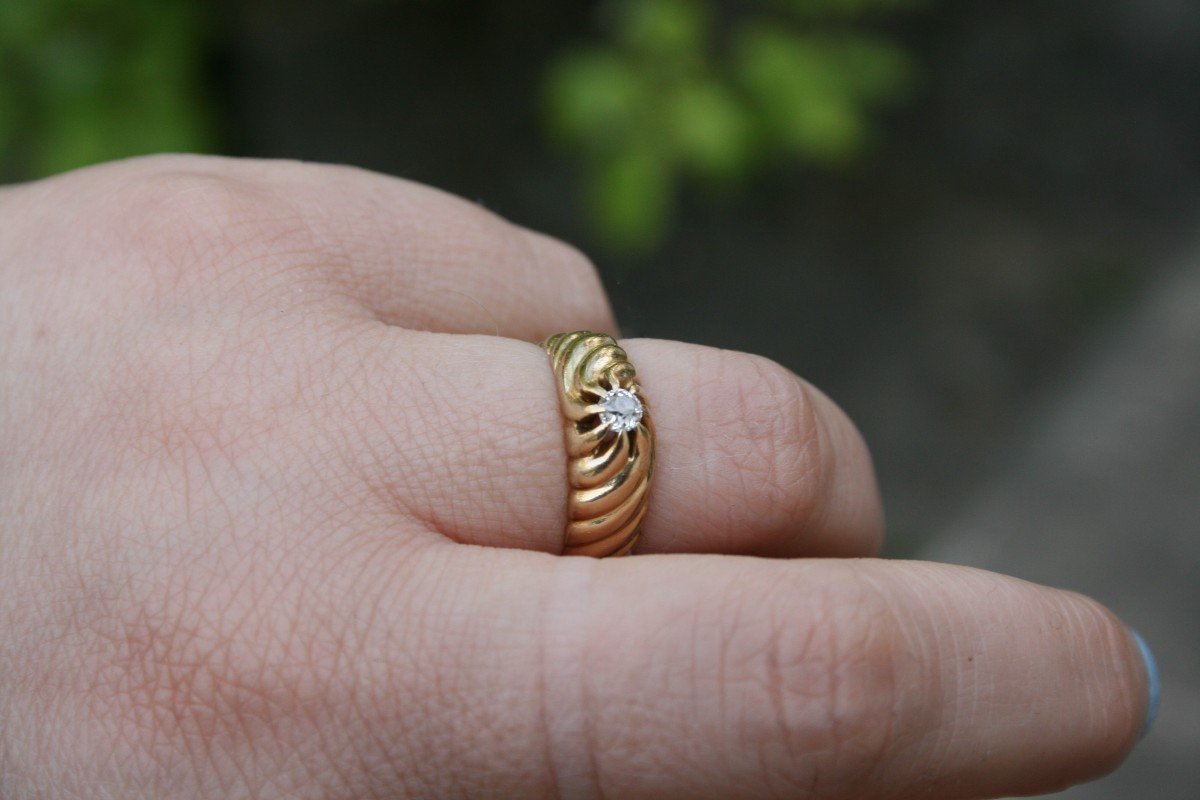 Bague Ancienne Or Jaune Et Diamant-photo-3