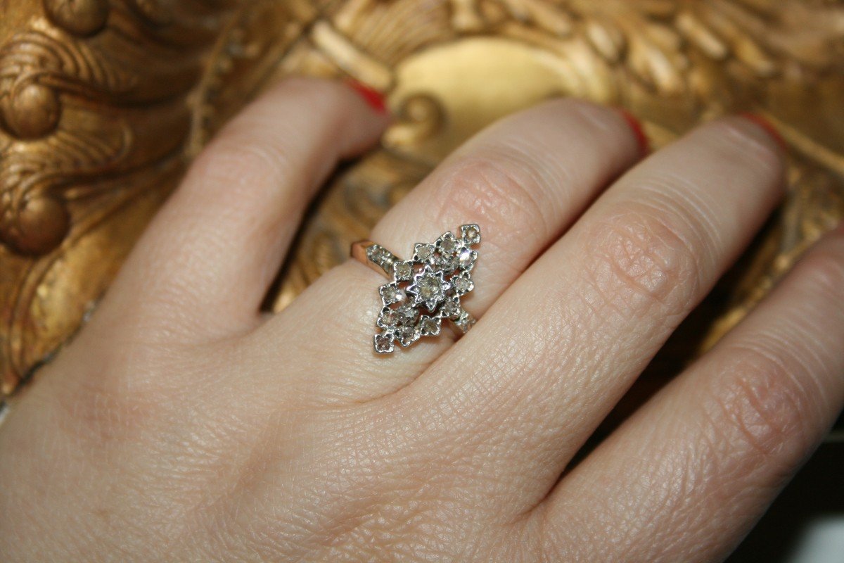 Antique Marquise Ring Gold Platinum And Diamonds-photo-2