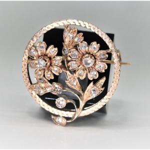 Antique 18k Gold And Diamonds Brooch 