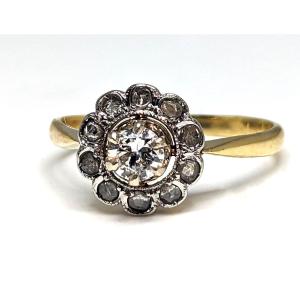 Art Deco Gold And Diamond Ring Antique Marguerite Ring