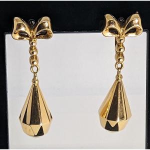 Vintage18k Gold  Knot Earrings  - Retro Drop Earrings