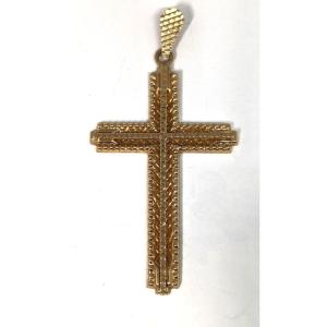 Pendentif Croix Vintage En Or 18 Carats