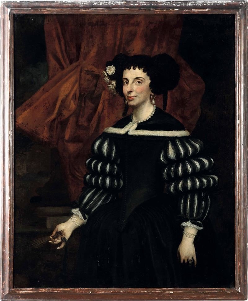 17th Century School Portrait Of A Noblewoman In A Black Dress