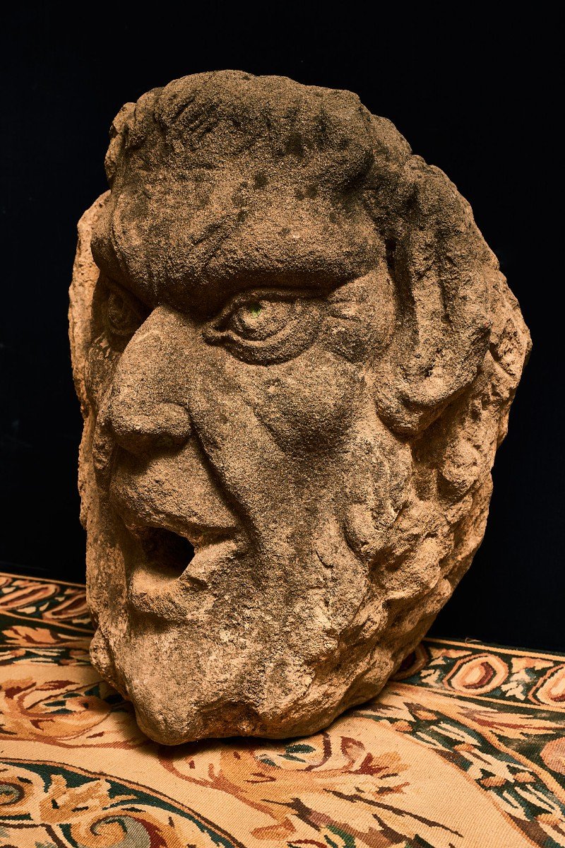 Serene Stone Masque, Tuscany, 17th Century-photo-3