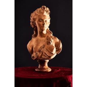 18th Century Terracotta Bust Of Young Woman