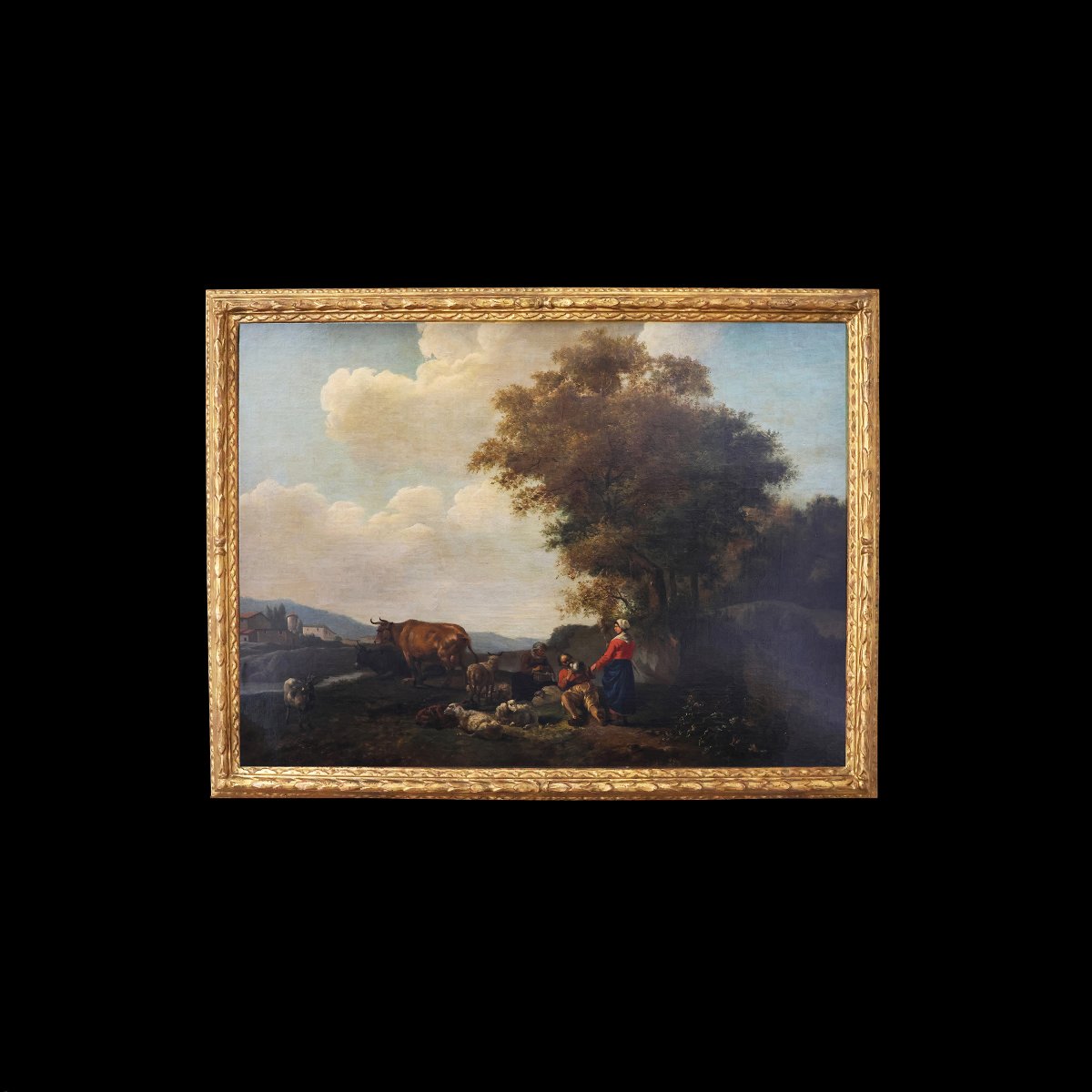 Hendrick Mommers Attr., Pastoral Scene, Oil On Canvas-photo-3
