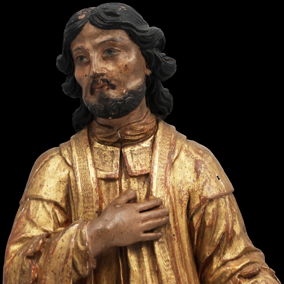 Saint Amable, bois de peuplier polychrome, France, XVIIIe siècle-photo-4