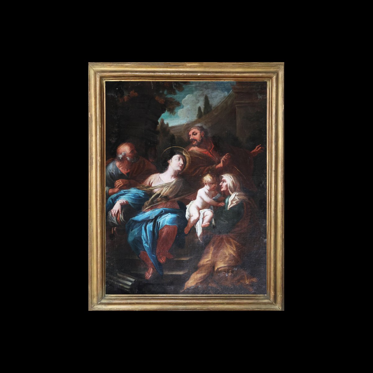 École Italienne ; Sainte Famille avec Sainte Anne, XVIIe–XVIIIe siècle, huile sur toile-photo-4