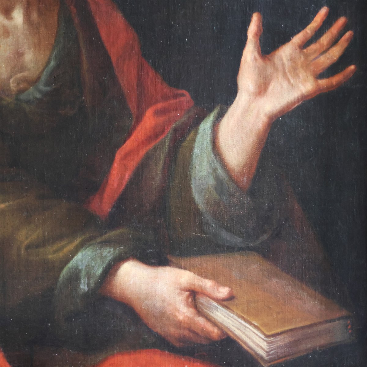 Michelangelo Merisi da Caravaggio dans le style de; Saint Jean l’Évangéliste, huile sur toile-photo-3