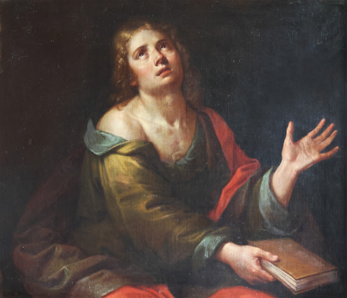 Michelangelo Merisi da Caravaggio dans le style de; Saint Jean l’Évangéliste, huile sur toile
