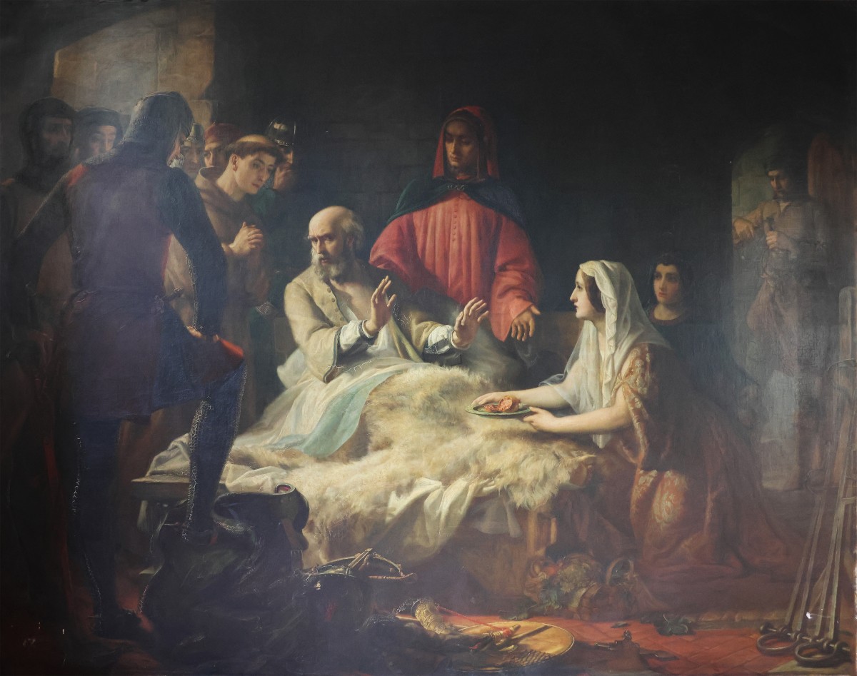 École Italienne ; Tiré du roman Niccolò de' Lapi, XIXe siècle, huile sur toile