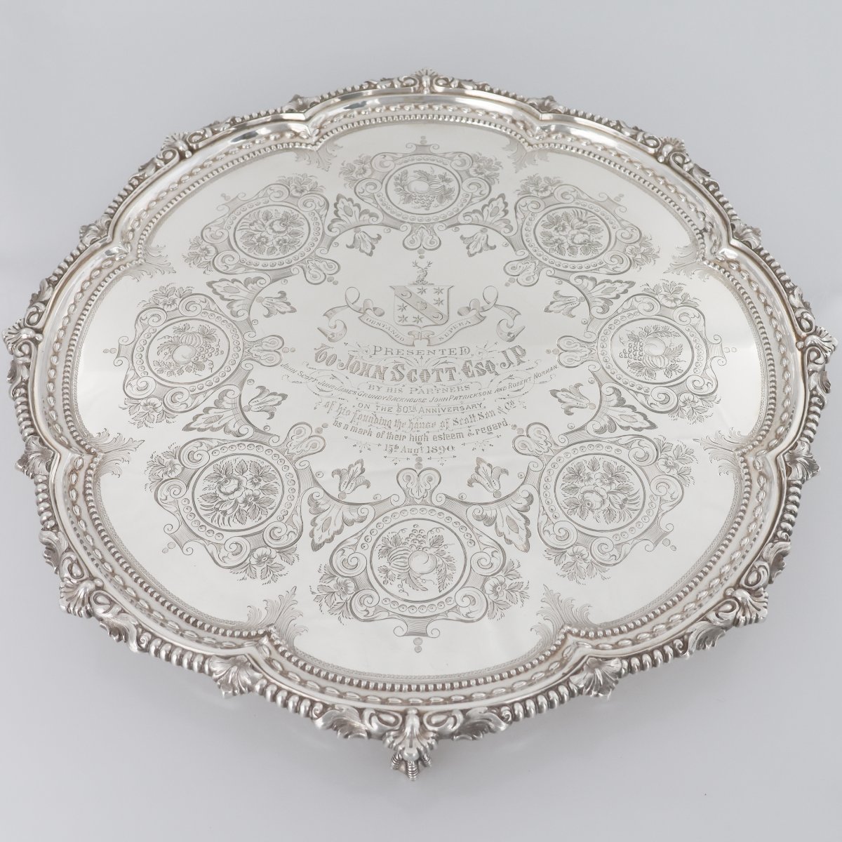 A Victorian Sterling Silver Salver, Martin, Hall & Co Ltd, London, 1888-photo-1