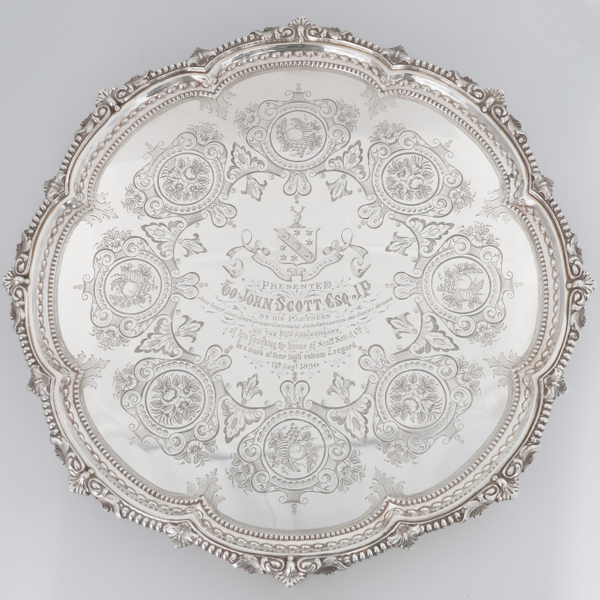 A Victorian Sterling Silver Salver, Martin, Hall & Co Ltd, London, 1888