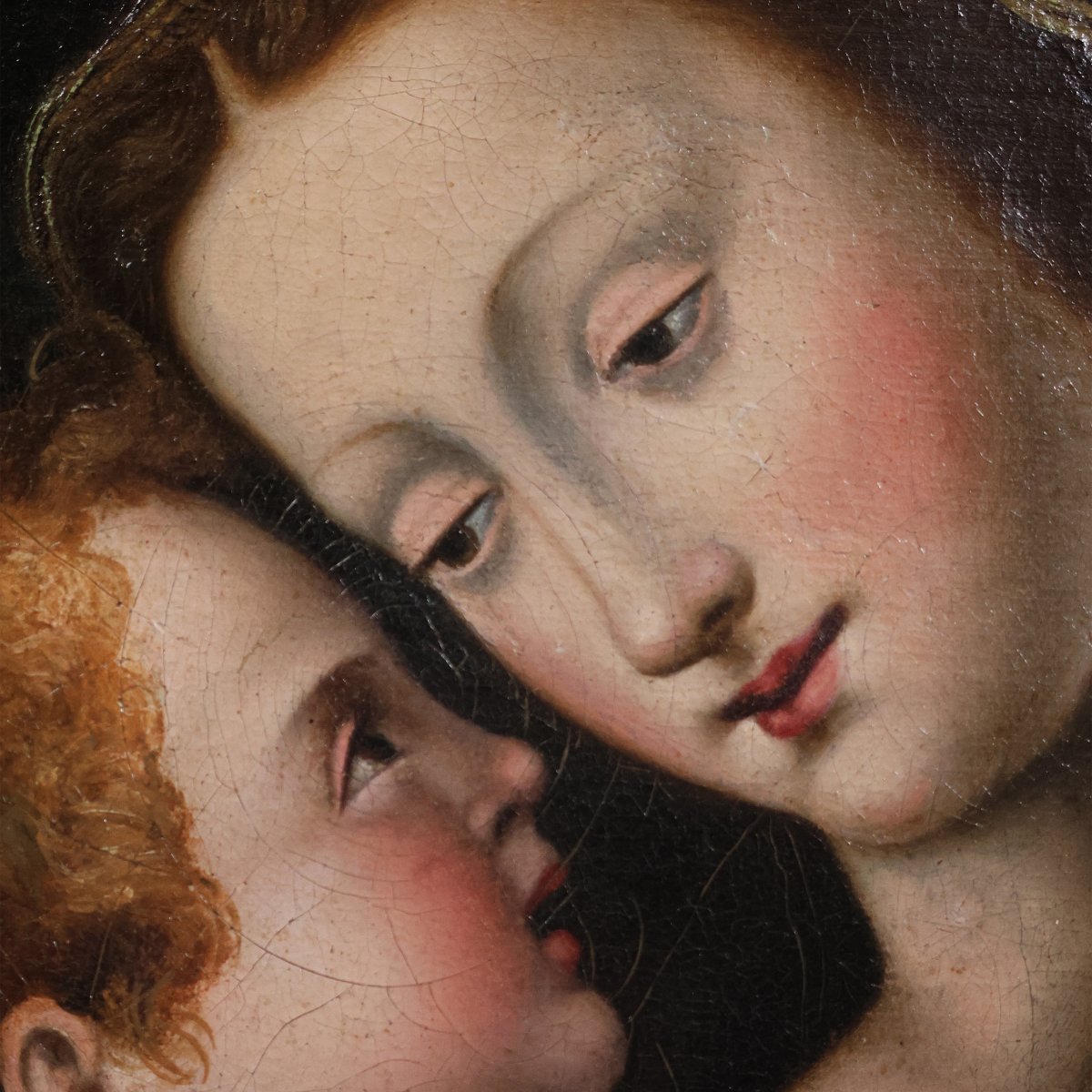 Mariotto Albertinelli suiveur de, La Vierge avec l'Enfant et Jean-Baptiste; huile su toile-photo-3