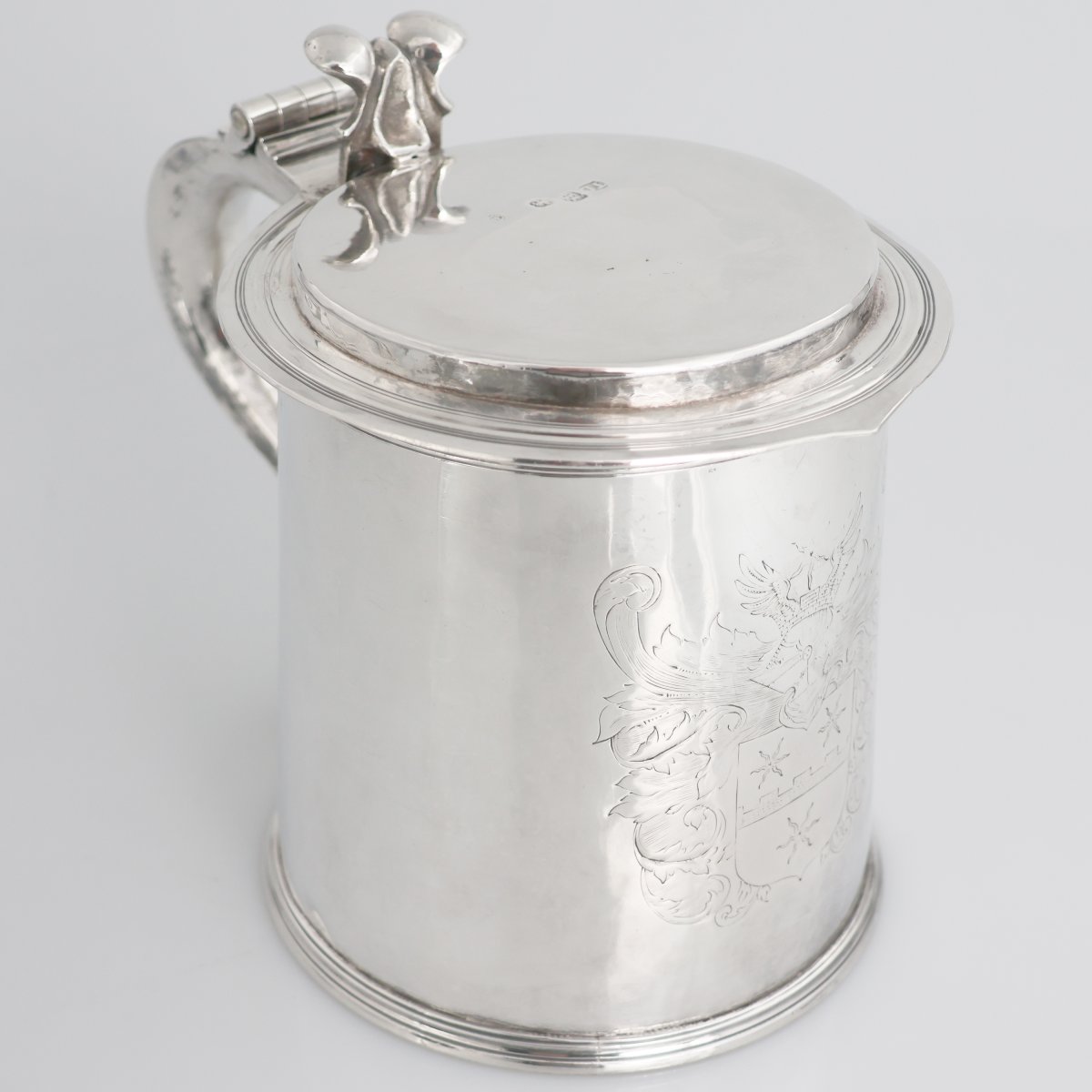 Tankard en argent sterling Charles II, orfèvre TL, Londres, 1674-photo-2