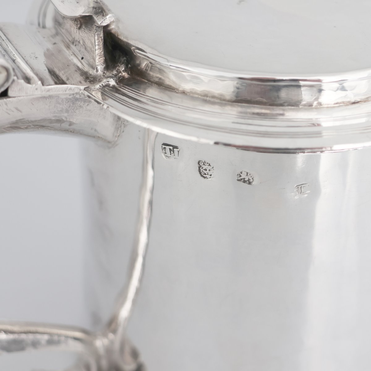 Tankard en argent sterling Charles II, orfèvre TL, Londres, 1674-photo-7